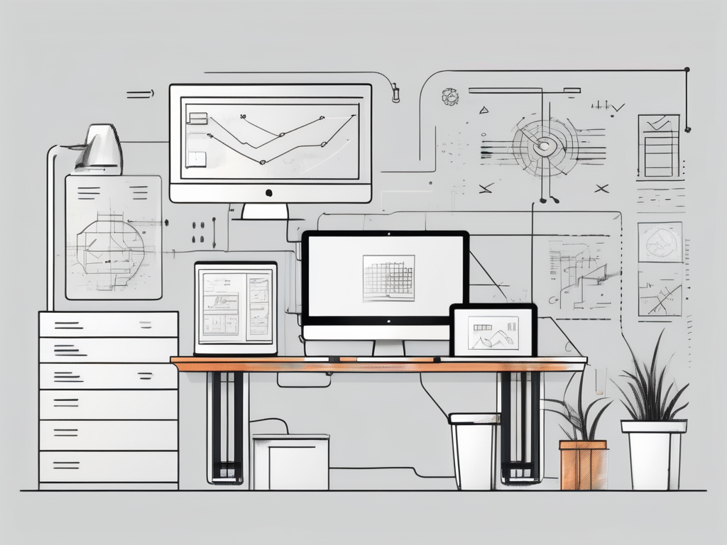 A ux/ui design workspace with various design tools